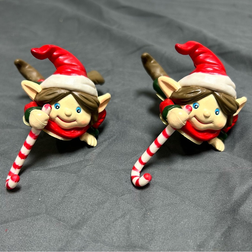 Vintage Elf Pixie Candy Cane Stocking Holders Christmas Around the World Set-2
